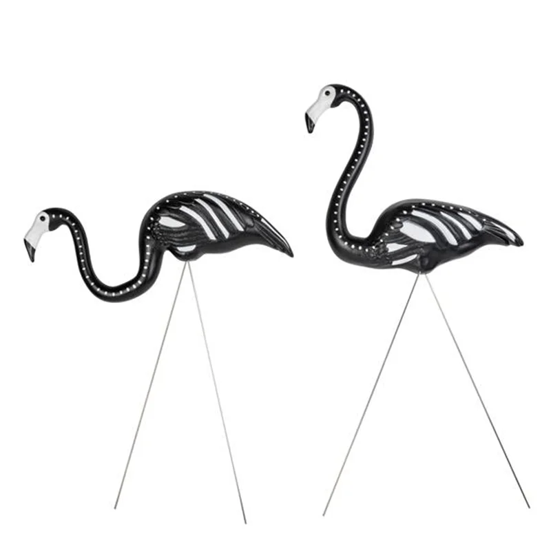 

1 pair Black Zombie Yard Flamingo Sculptural Gardern Skull Style Flamingos Lawn Decor Ornaments Plastic Halloween Decorations