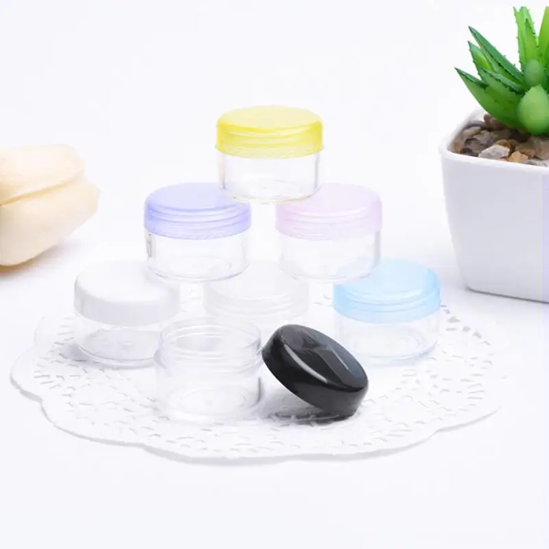 5G Empty Clear Powder Makeup Cream Lotion Lip Balm Cosmetic Sample Jar Pot Container With Black Lids LX2766