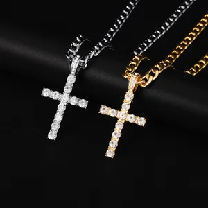 Weibliche Hip -Hop -Kreuz -Anhänger Halskette mit 4mm Zirkon -Sneakers Iced Kette benötigt Bling -Schmuck Mode in kreativer Mode 12 Hauptverkäufe männliche Diamantkette - №1