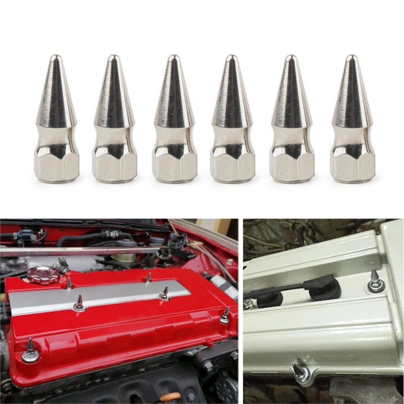 M6X1.0 Chrome Spikes Bolt JDM Style Spiked Valve Cover Engine Bay Dress Up Washer Kit For Honda Engine H23A1