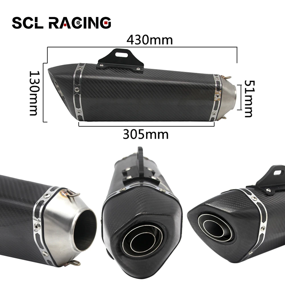 

Alconstar Universal Motorcycle Parts Carbon Fiber AK Exhaust Pipe Muffler With DB Killer For CBR1000 R6 Z750 Z800 ER6N TMAX530