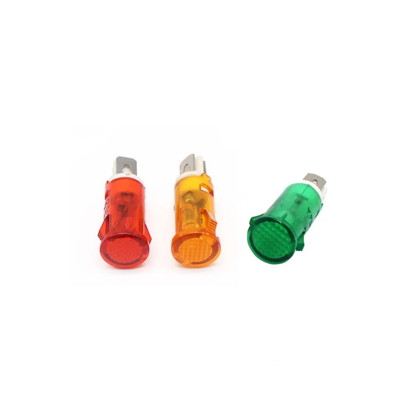 

50pcs 220V Red Green Yellow Neon Indicator Light MDX11A Disinfection Cabinet / Water heater / Freezer Power Signal Lamp 10mm