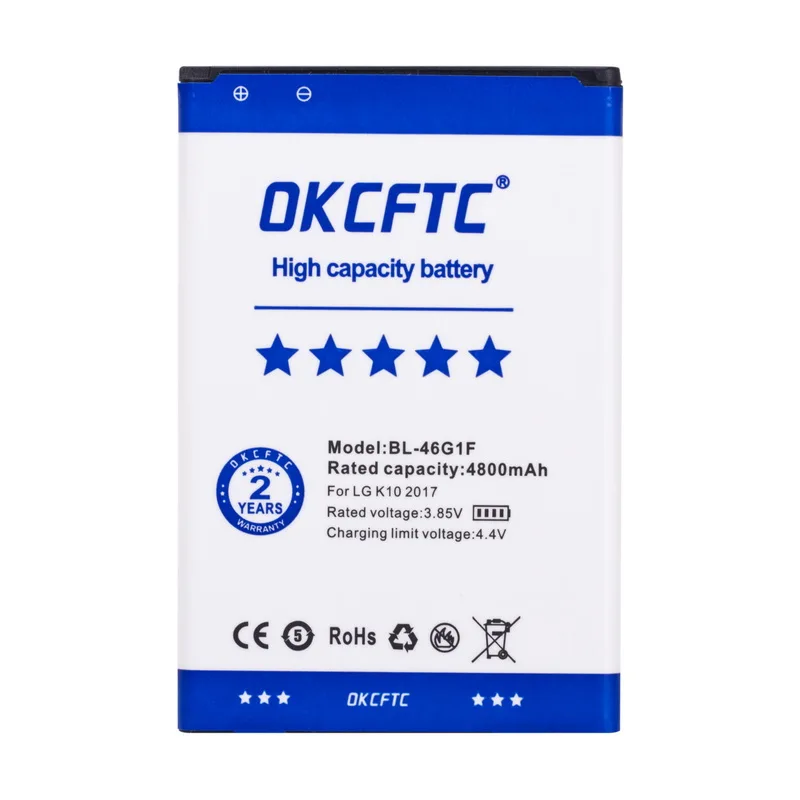 BL-46G1F Battery for LG K10 2017 Version K20 Plus TP260 K425 K428 K430H m250 Battery BL 46G1F BL46G1F 4800mAh