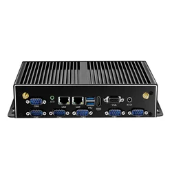Fanless Mini PC Intel Core i3 4005U i5 4200U i7 4500U 6x RS232 DB9 2x Gigabit Ethernet 4G LTE WiFi HDMI VGA 6xUSB Windows Linux