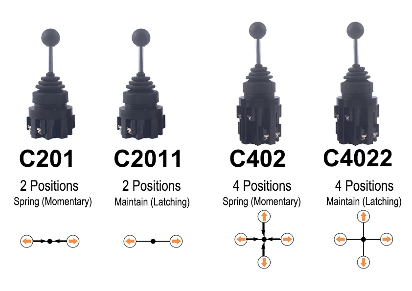 30mm XD2 Rocker Joystick Controller Spring Return Rotary Cross Switch Reset Self-locking Switches 4 Position 4NO Latching 2NO