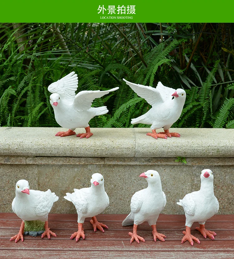Peace Bird Dove Resin Statue Model - Outdoor Courtyard Landscape Gardening Decoration Lovely Sculpture Gift Figurine