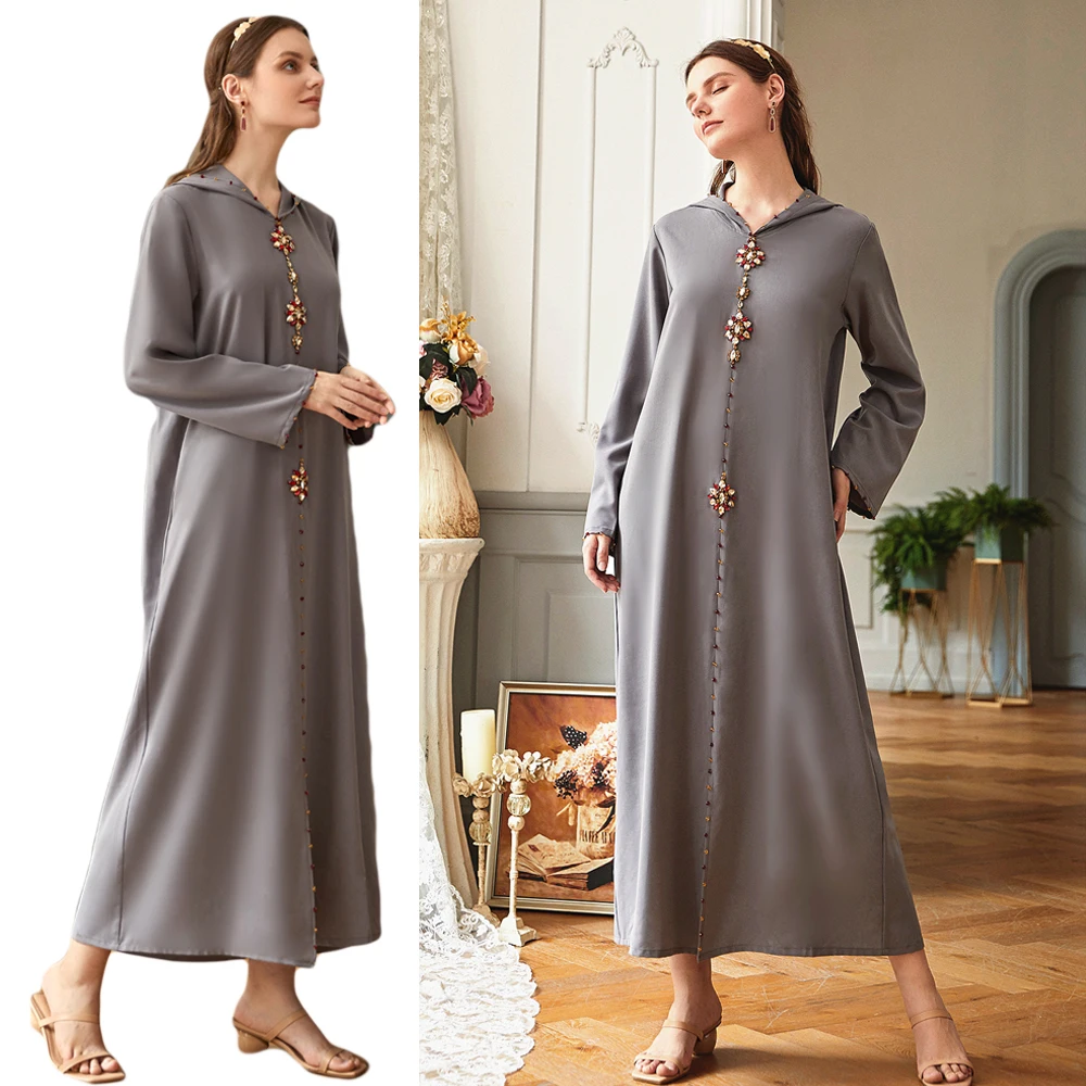 

Длинное мусульманское женское платье с капюшоном Дубай, женское платье ручной работы, арабское платье, платье-макси, роскошное платье из Омана и Малайзии