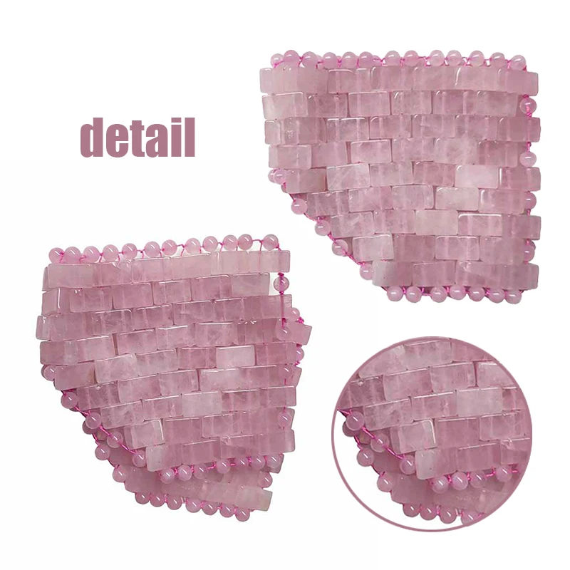 Rose Quartz Jade Eye Mask Face Massage Roller Guasha Board Scraper Set Natural Stone Cold Therapy Eye Mask Facial Massage Tools