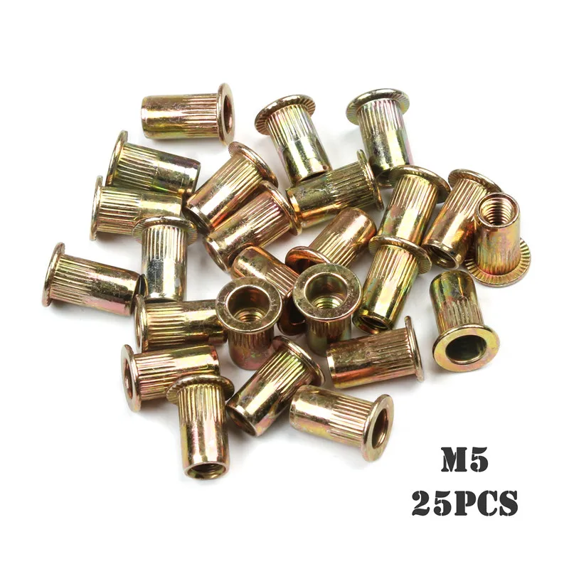 100Pcs Carbon Steel Flat Head Rivet Nuts M4 M5 M6 M8 Rivet Nuts Set Nuts Insert Riveting Mix Set