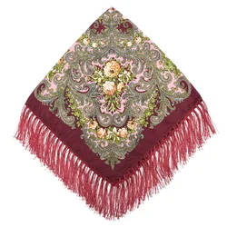 Foulard russe imprimé Babushka pour femme, châles, bandana, écharpe traditionnelle, 21e mouchoir, automne, hiver