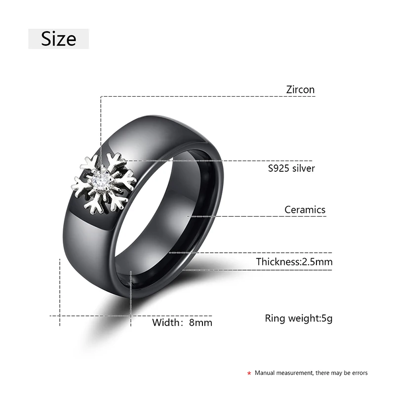 Silver Bling Snow White Crystal 8mm Ceramic Rings For Women Fashion Jewelry Elegant Wedding Engagement Ring Smooth Ceramic Ring