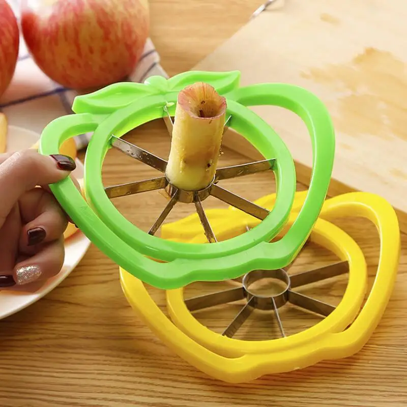 Apple Slicer Cutter Corer Divider Plastic Stainless Steel Kitchen Fruit Tool LX8282