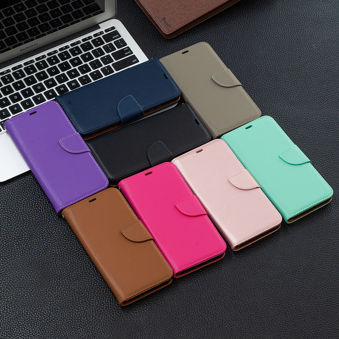 Litchi Flip Leather Wallet Case Stand Card Slot For Samsung Galaxy A01 02S A03S A10 A12 A21S A20 A22 A32 A41 A50 A51 A71 A72 A82