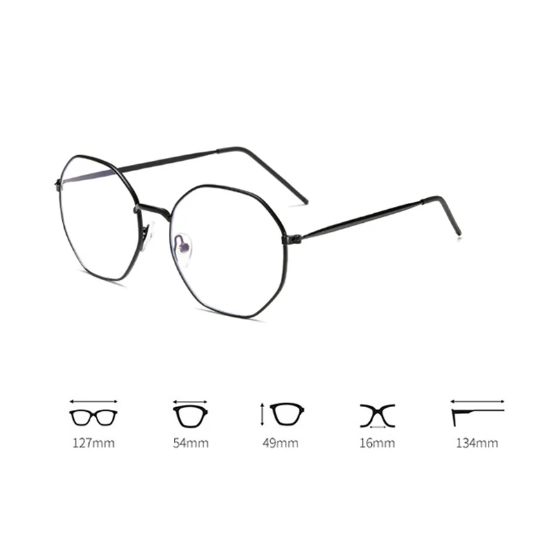 Elbru Anti-blue Light Metal Eyeglasses Frame Women Men Clear Lens Glasses Fake Glasses Irregular Optical Glasses Frame