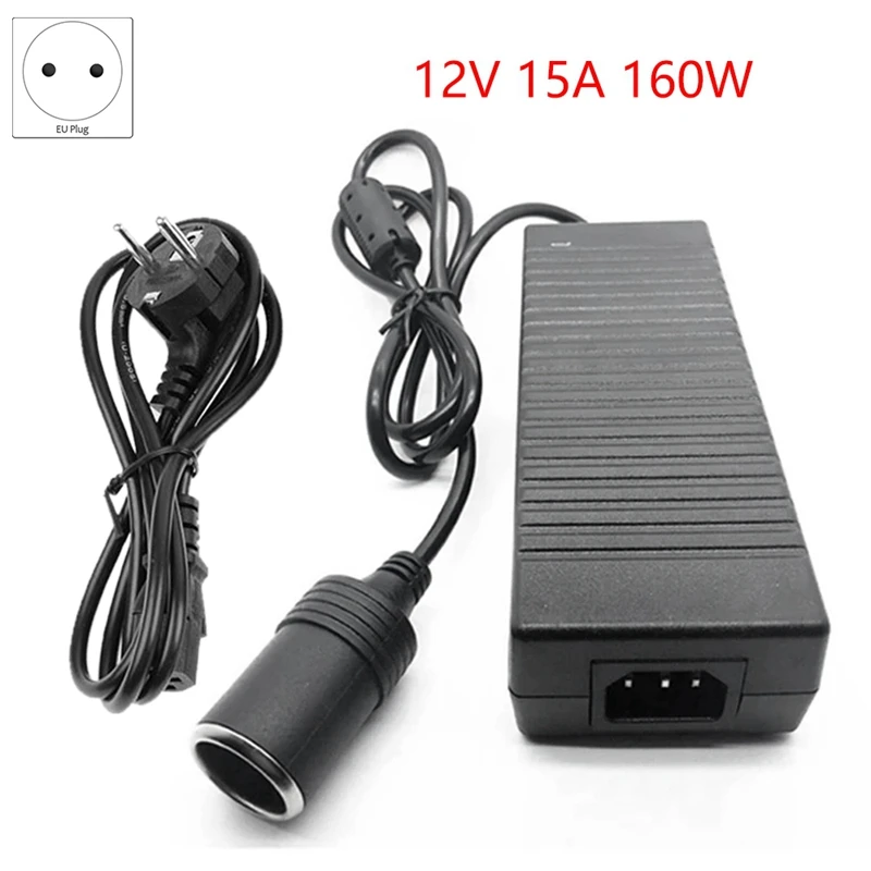 12V 15A 160W Car Power Converter 220V to 12V Car Power Adapter Converter Car Home Cigarette- Lighter Converter EU Plug