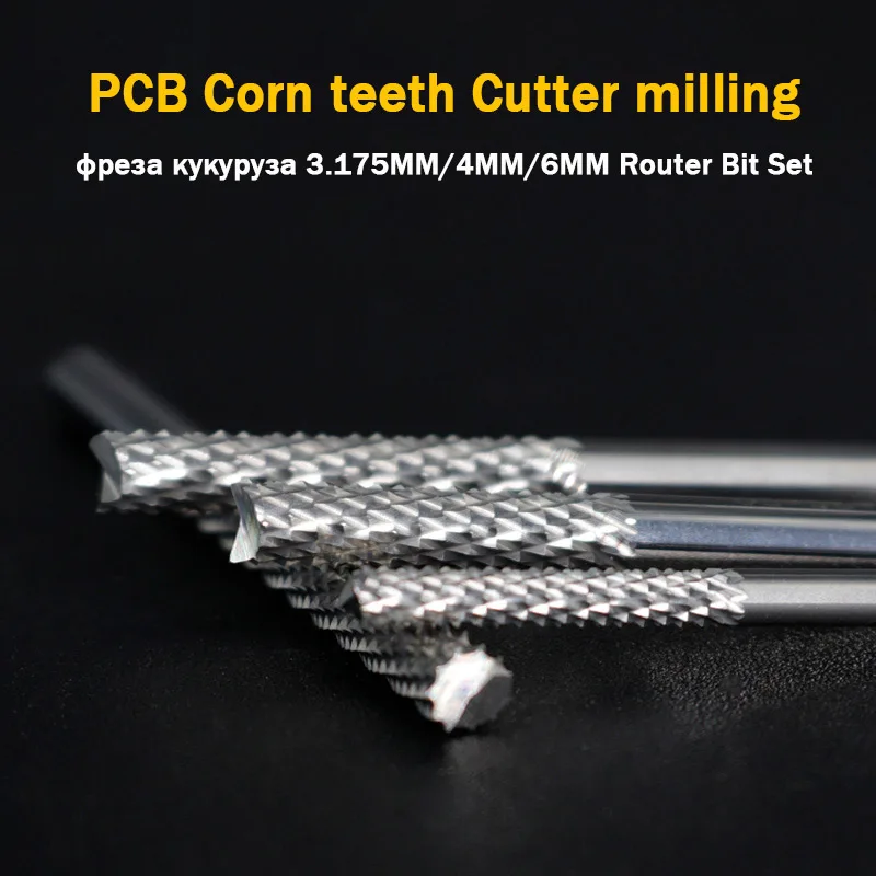 

1 pcs 3.175 4 6mm Carbide Tungsten Corn Cutter cutting PCB milling bits end mill CNC router bits for wood Engraving machine set