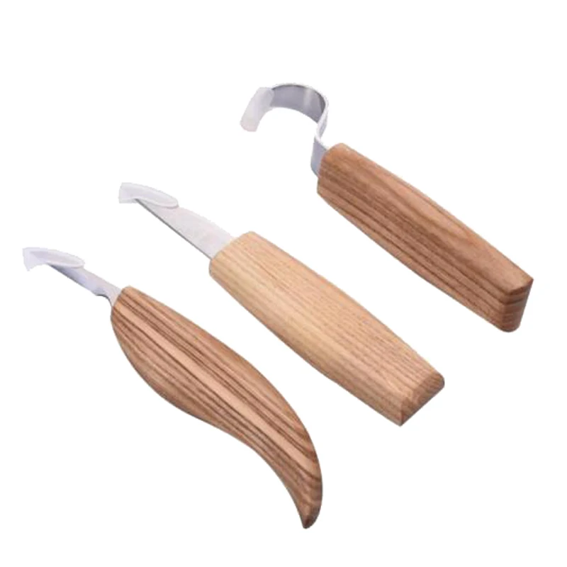 3pcs Stainless Steel Woodcarving Cutter High Strength Hooked Whittling Cutter Tool Sets Used for Cutting Wooden Spoons