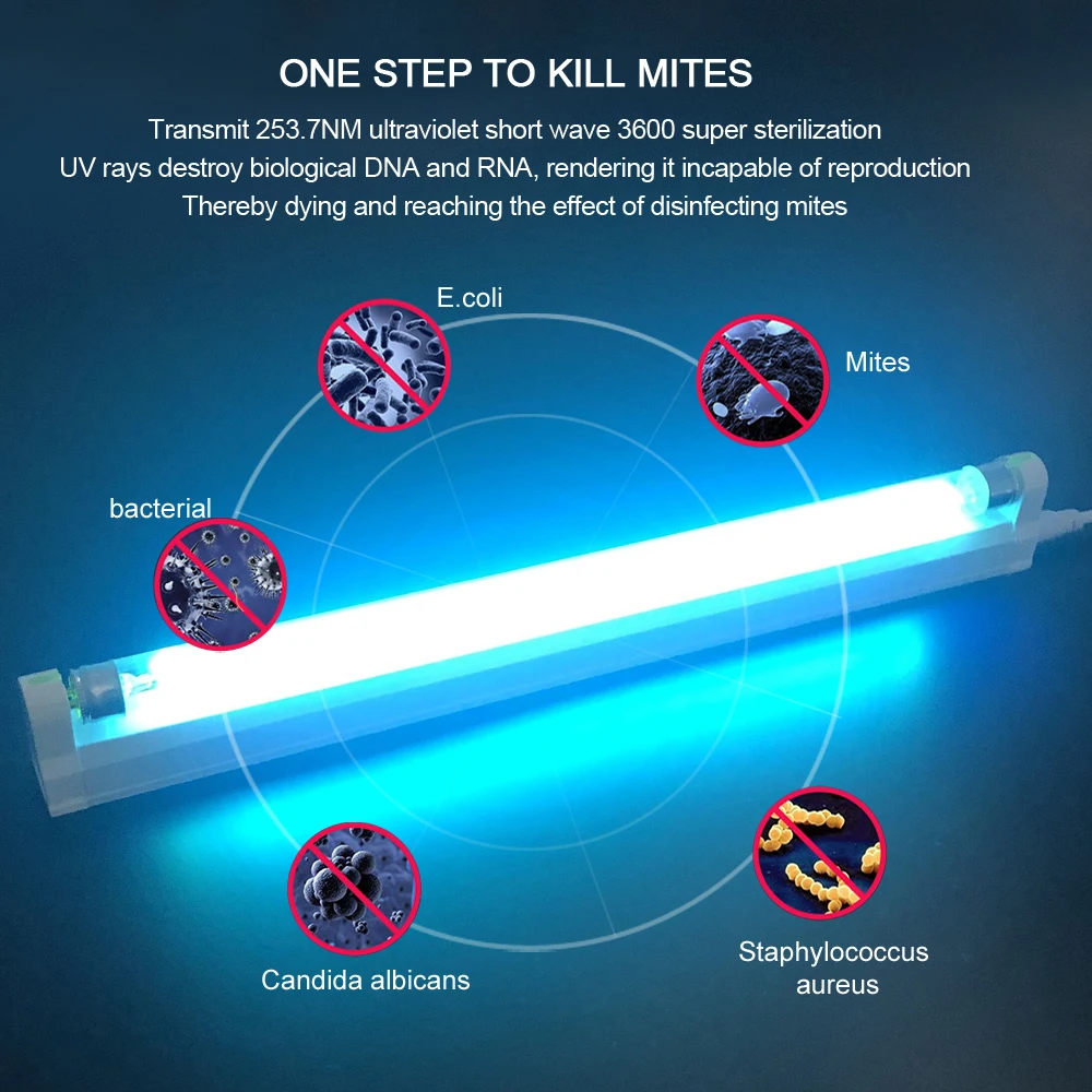 Esterilizador uv luz ultravioleta lâmpada 8w 6w 220v t5 desinfecção do tubo de luz desinfetante t5 uvc remoção de ácaros da lâmpada em casa quartos