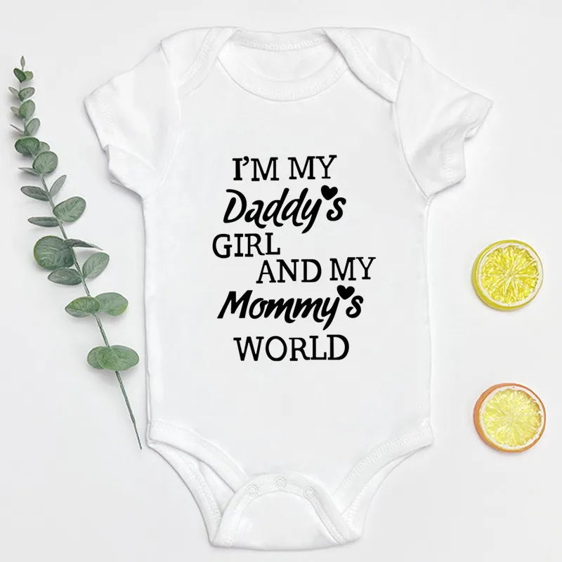 I'm My Daddy's Girl and My Mommy's World Baby Clothes 100% Cotton Casual Short Sleeve Bodysuit Newborn Boy Girl Outfits