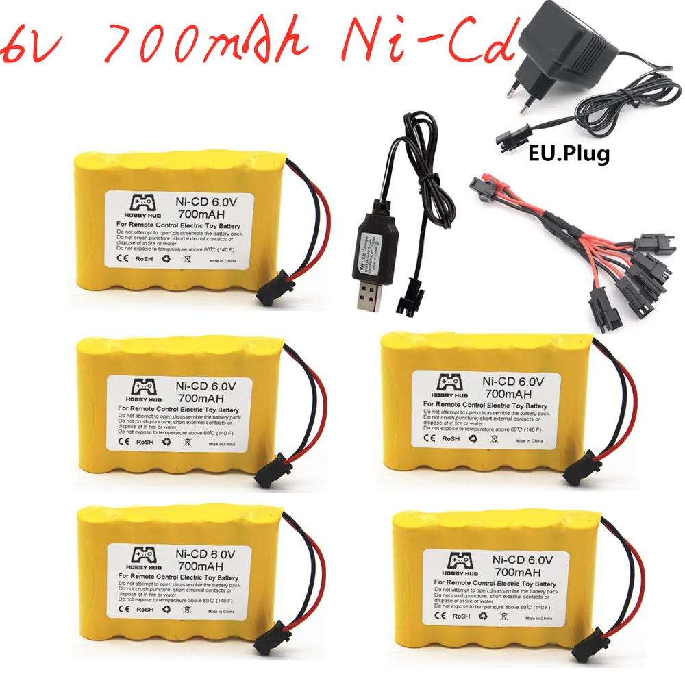 6v 700mah NiCD Battery + 6v Charger For Rc toys Car Boats Guns Truck Trains Robots Spare Parts NI-CD AA 6v Rechargeable Battery