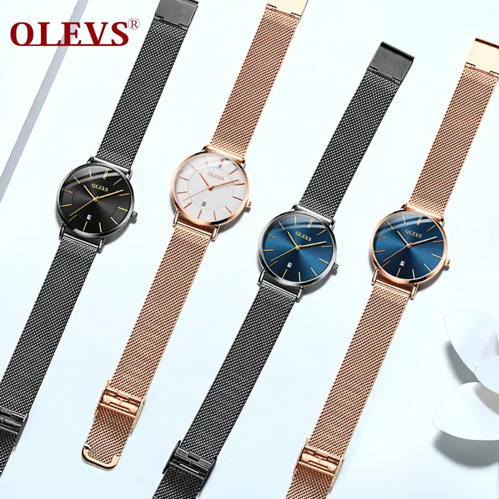 OLEVS Watch Women Rose Gold Barecelet Top Brand Luxury JAPAN Movement Quartz Ultra Thin Ladies Watch Calendar Date