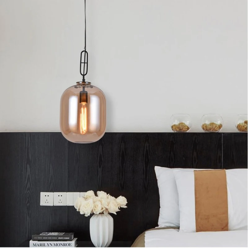 Creative Winter Melon Pendant Lamp Retro Glass Pendant Lights Industry Wind Use Living Room Bedroom Clothing Store LED Lamp E27