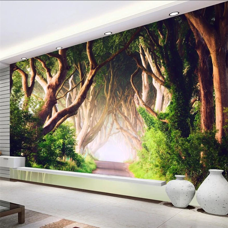 

Wellyu Customized wallpaper 3d dream forest wallpaper extension space wallpapers nature green scenery restaurant big tree Обои