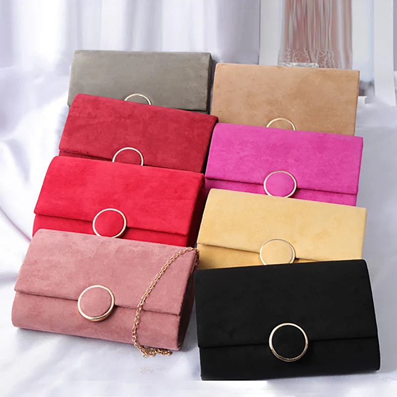 Retro Velvet Evening Bag For Women Small Solid Flap Day Purses And Handbags Wedding Chain Shoulder Bag Dinner Wallet Sac X441H