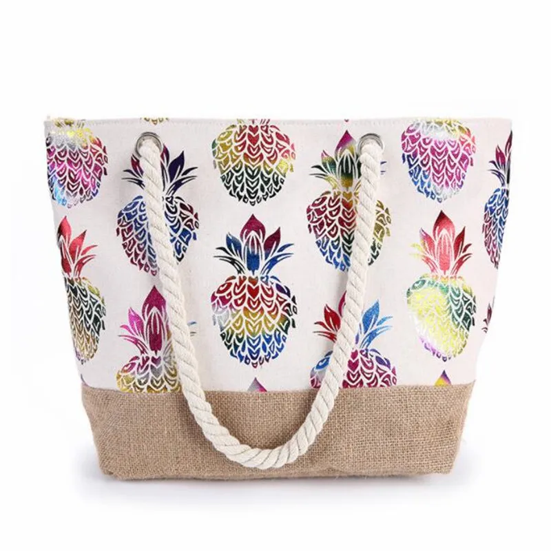 2023 Printed Flowers Large Size Beach Canvas Shoulder Bags Casual Large Size Holiday Bags Cross Body Shopping Bags Fruit Tote