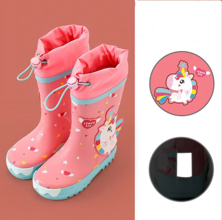 New Cute Unicorn Rain Boots Kids Boy Girls Rubber Boots New Cartoon Children Waterproof Shoes Non-slip Baby Water Shoes