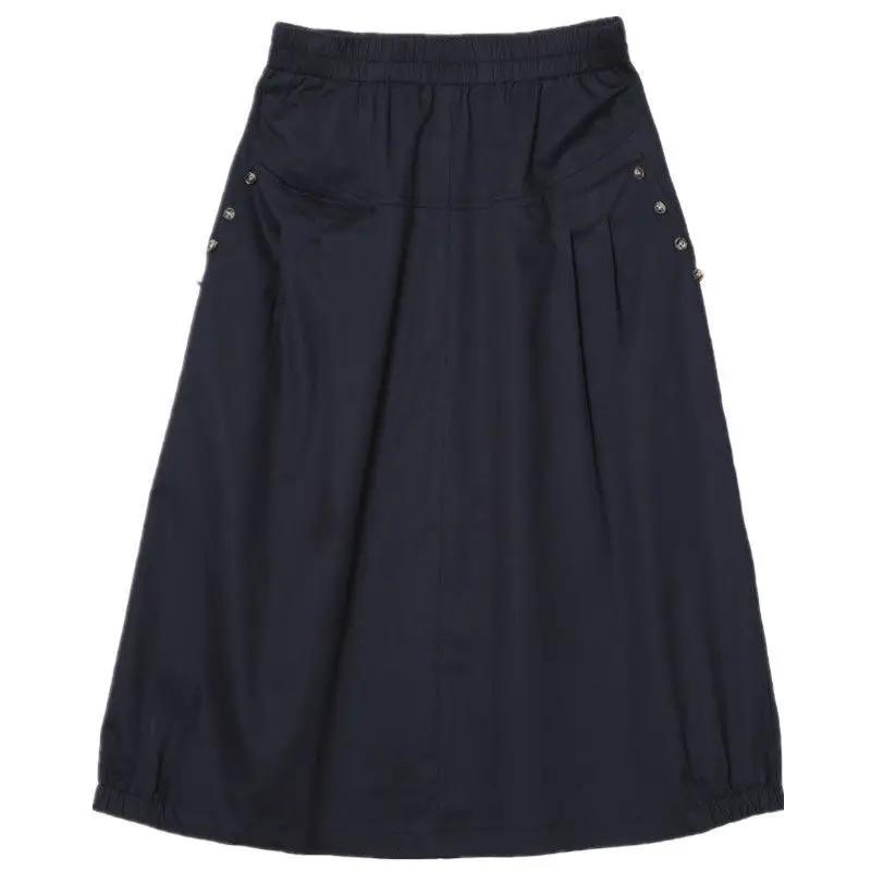 Women Cotton Skirt 2023 Spring Summer New A-line Skirt Loose Large Size  Skirts Female High Waist All-match Thin Skirt Thin B