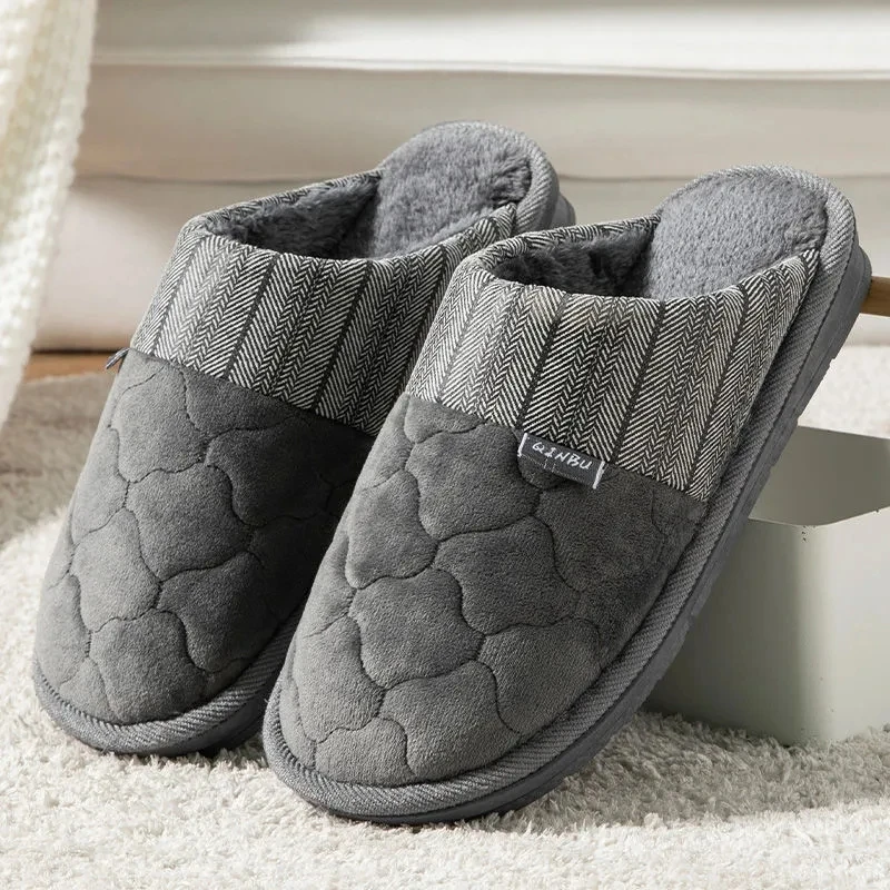 Autumn winter slipppers men fur indoor shoes large plus size 49 50 microfiber furry house slippers male shoes