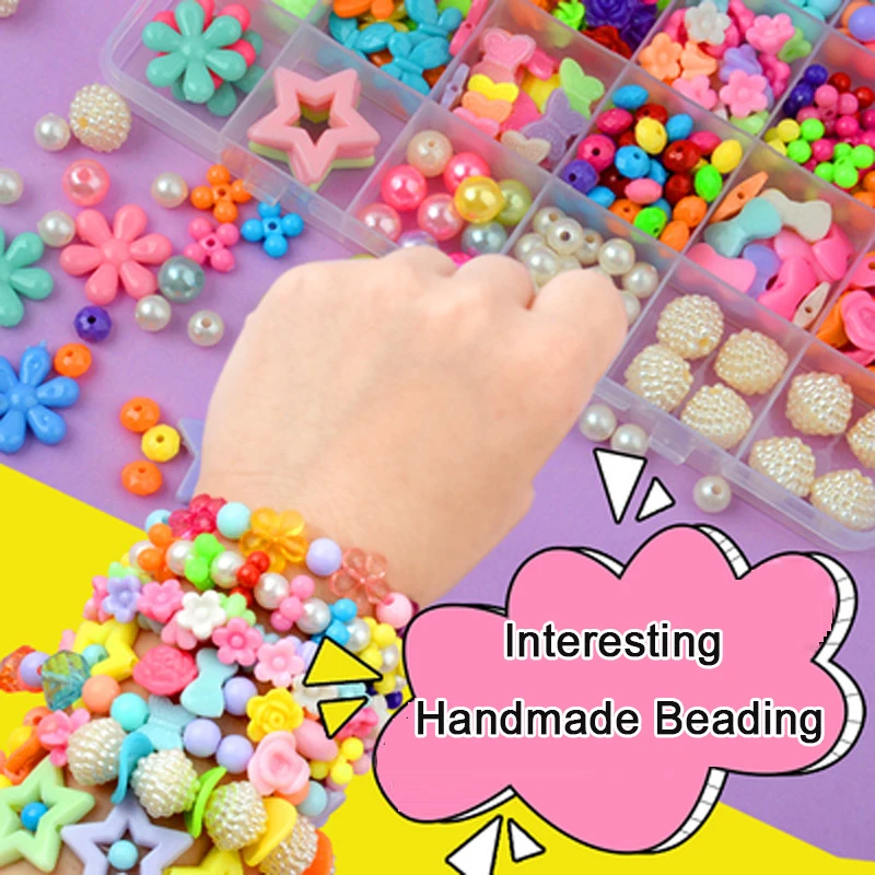 

Girl Gift Creative DIY Beads Jewelry Making Bracelet Necklace Educational Toy For Children Handmade Beaded With Box