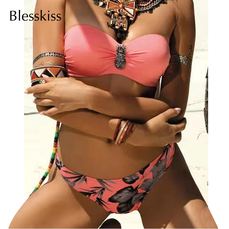 Sexy Push Up Bikini 2024 Two Piece Swimsuit Bandeau Brazilian Swimwear Bikini Set Pineapple Swimming Suit For Women Bathing Suit