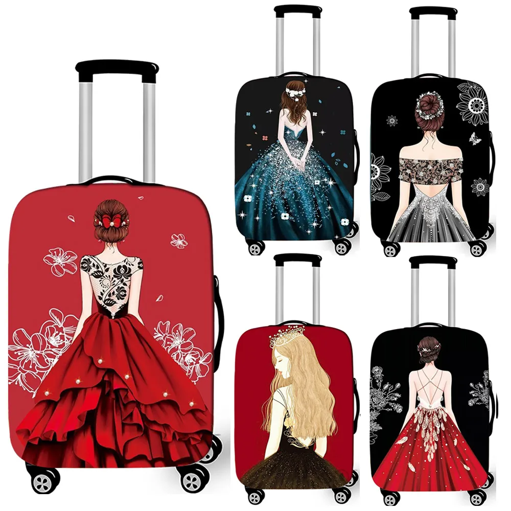 

elegent ladies print luggage protective cover women travel baggage trolley case covers elastic suitcase covers for travelling