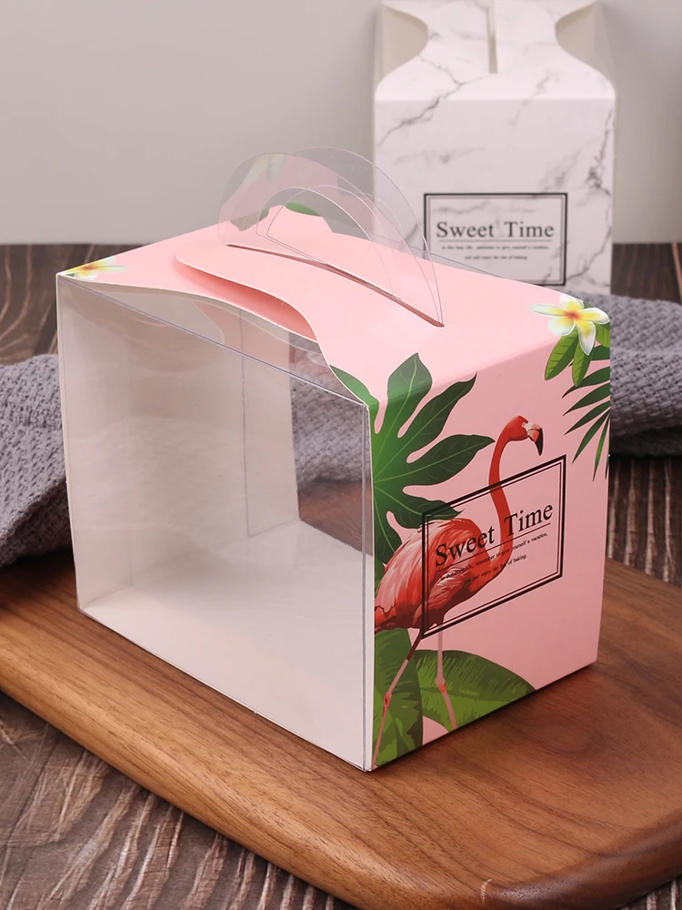 50pcs   Portable transparent layer cut pieces diced cake box box with mousse box West point box triangle box