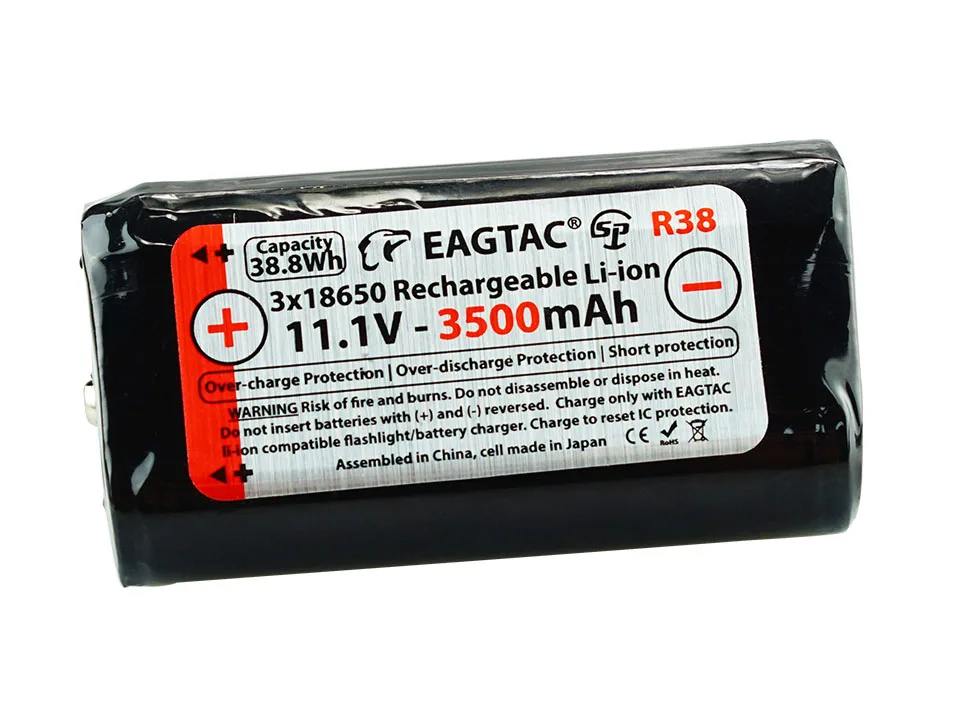 

EAGTAC 11.1V 3x18650 Battery Pack 3500mAh (Japan Sanyo cell) For MX30L3R MX30L3CR MX3T SKU3617