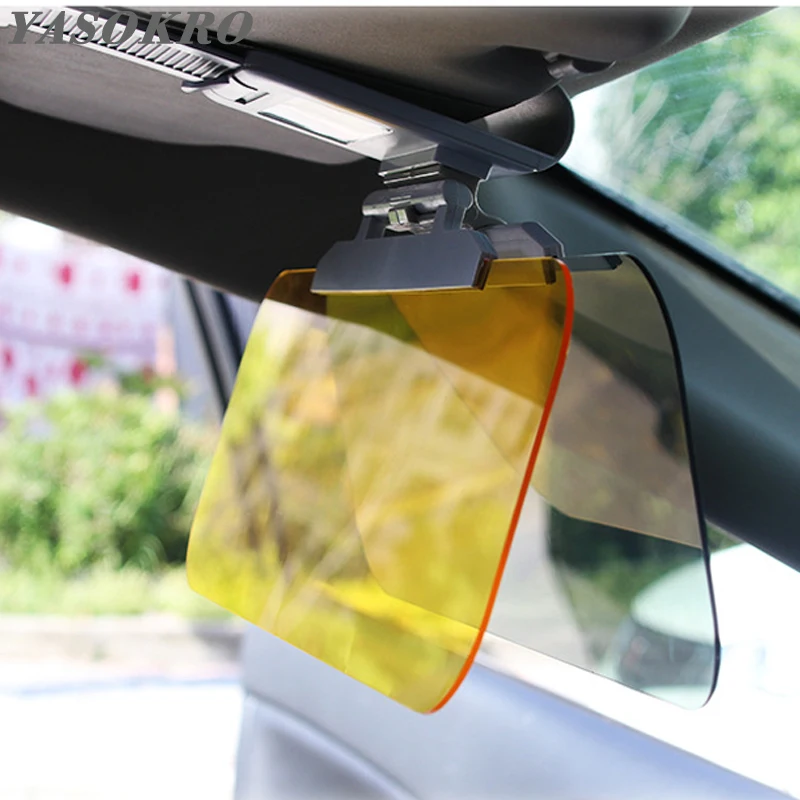 YASOKRO Car Sun Visor Day Night Anti-dazzle 2 in 1Dazzling Goggles Driving Fold Flip Down Mirror Card slot  Clear View Visor