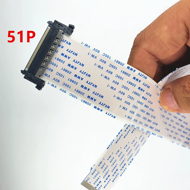 51Pin 4K HDTV LCD LED Ribbon Cable AWM 20706 20861 105C 60V VW-1  One end with socket and the other without socket  26MM