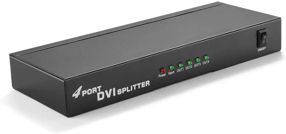 DVI Splitter 1 in 4 Out DVI Dual/Single Link Video Signal Female Connector 1x4 Distribution Amplifier Split Box