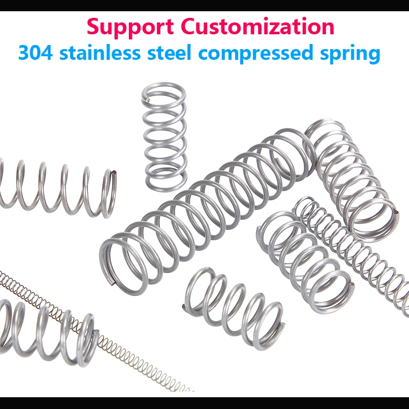 Stainless Steel Pressure Spring 304 SUS Compressed Spring Stainless Steel Compression Spring Wire Diameter 0.4mm 0.5mm 10PCS