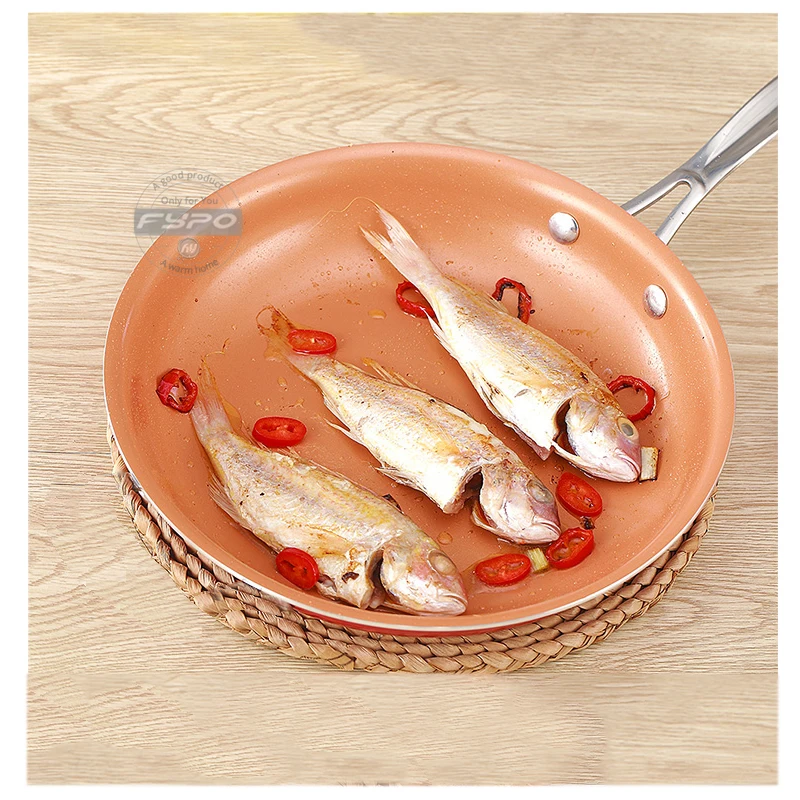 مقالي قلي نحاسية غير لاصقة مع طلاء ، وعاء فرن طهي حثي ، أواني طهي غير لاصقة