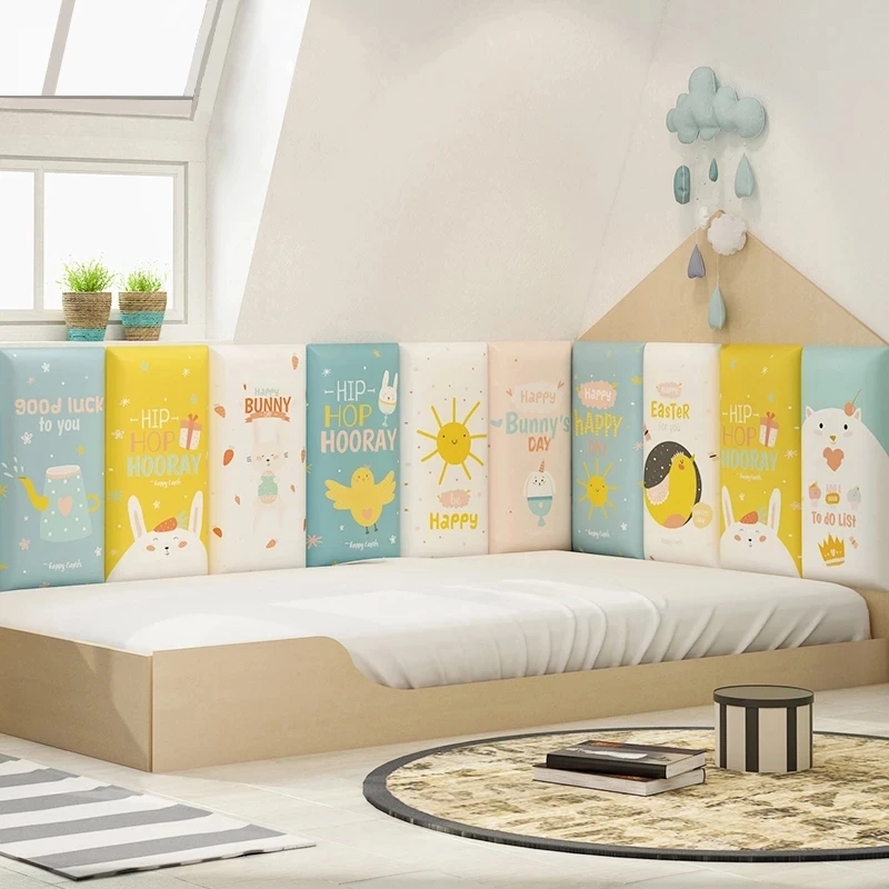 Cabeceros de cama de animales de dibujos animados, pegatina de pared 3D, Tatami anticolisión, decoración de dormitorio de niños, Cabecero de cama, reposacabezas, tablero de cabecera de cama