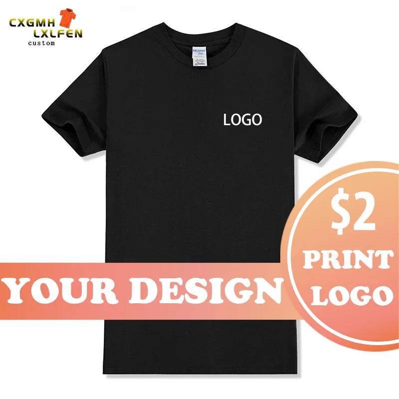 NO LOGO Price 2USD Cotton Short Sleeve Solid Color O-neck T-shirt Tops Tee Customized Print Your Design Printed Unisex Tshirt