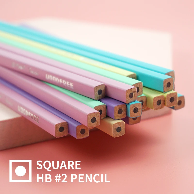 Square Shaped Pastel Seriese Woodfree HB No.2 Pencil for School and Office Made of Plastic Eco Friendly