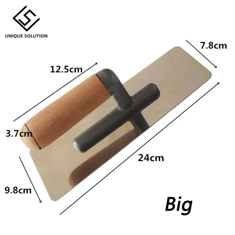 2PC Stainless Steel Wooden Handle Mortar Board Home Craftsman Trowel Construction Holder Plastering Tool