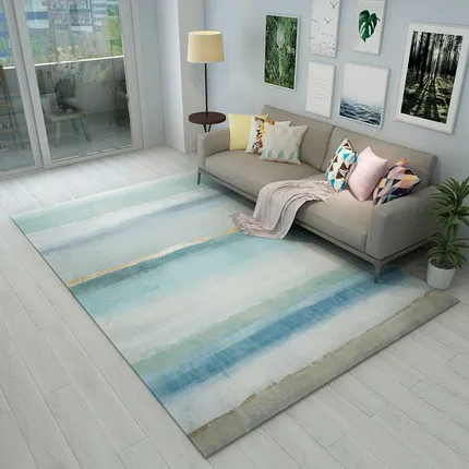 

Modern Living Room Tea Table Carpet, Bedroom Fresh Mediterranean Mat, Machine Washable Mat