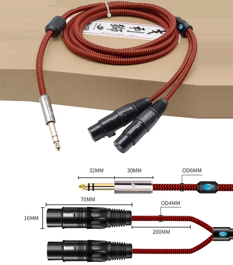 1/4 Inch TRS 6.35mm Male to Dual XLR Female Audio Cable for Microphone Mixer Guitar Amplifier Speaker Y Splitter Shielded Cords