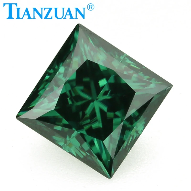 5-12mm Moissanites Green Color Square Shape Diamond Cut Sic Material Moissanites Loose Gem Stone for Jewelry Making