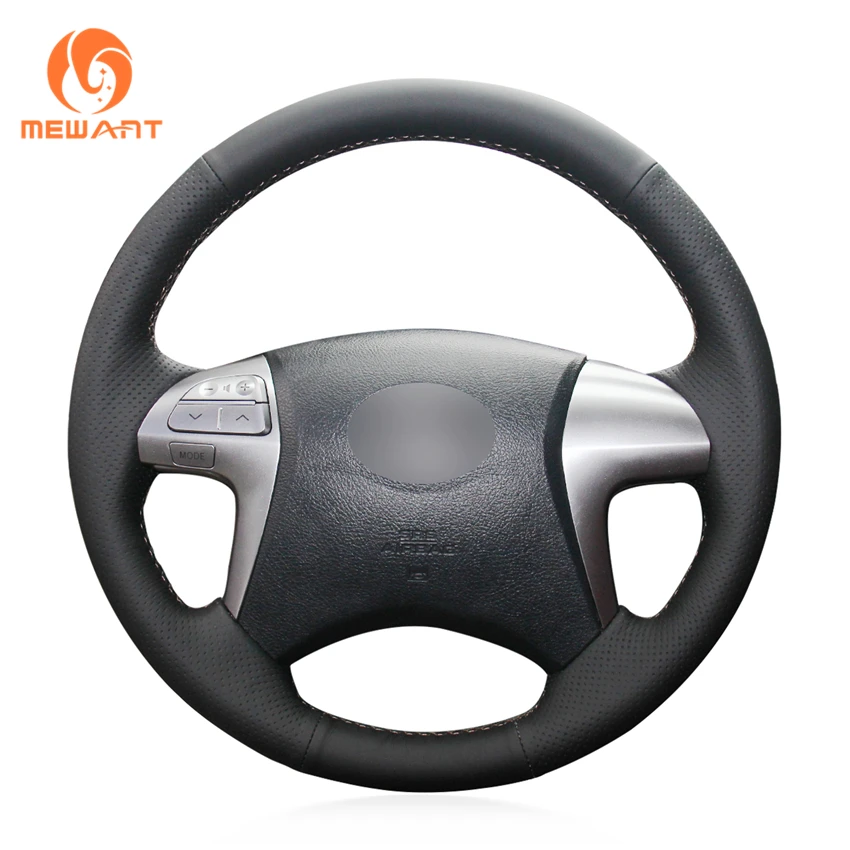 MEWANT Black Artificial Leather Car Steering Wheel Cover for Toyota Fortuner 2011 2012 2013-2015 Hilux 2011 2012 2013 2014-2015